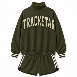 ชุดเสื้อแขนยาวและกางเกงขาสั้นลายโลโก้ Trackstar สำหรับผู้หญิง รุ่น TS-SET-062 - Product Image 1