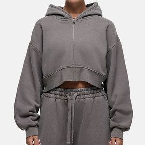 Sweat à capuche zippé pour femme, coupe oversize, en molleton de coton épais, design streetwear hiver 2026, épaules tombantes, haute qualité - Product Image 5