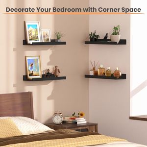 Set di 6 Mensole Galleggianti in Legno da Parete per Arredamento e Stoccaggio in Camera da Letto, Visibilità e Leggibilità Migliorate - Product Image 4