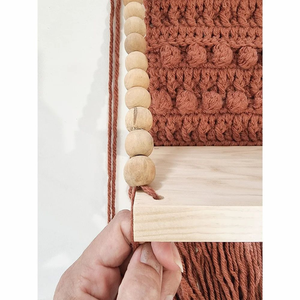 Macrame Red Crochet Wall Hanging <b>Shelf</b> Handmade Cotton Rope Boho Decorative Storage Organizer for Bedroom Living Room Decor - Product Image 5