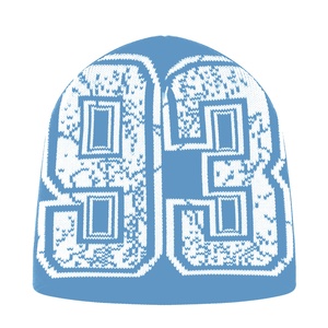Bonnet en tricot jacquard noir vintage Y2K avec motif graphique numéro 93, bonnet chaud d'hiver, streetwear, bonnet tricoté pour hommes et femmes, OEM - Product Image 1