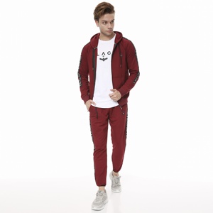 Men's Hooded Track Suit With Drawstring & Front Full Zip Front Pockets Custom Logo Brand Sweat Suit - Product Image 1