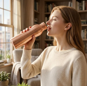 Gourde en cuivre pur massif à corps incurvé, capacité 1L, vente en gros directe usine, idéale pour la randonnée en extérieur - Product Image 4