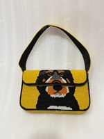 Sac fourre-tout décontracté à motif visage de chien perlé, sac à main de soirée moderne de luxe pour femme, léger, écologique, grande capacité, artisanat