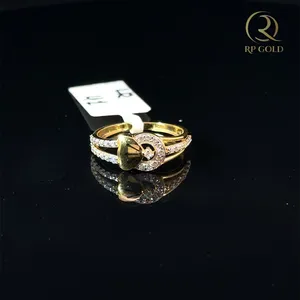 Elegant <b>gold</b> diamond <b>ring</b> with modern swirl design for women perfect for engagement wedding and daily wear jewelry gift - Product Image 2