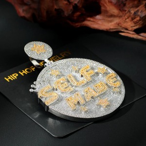 Iced Out Custom <b>Name</b> Letter Pendant 925 Silver Moissanite Hip Hop Charms Men's Jewelry Micro Pave Two Tone Circle Pendant - Product Image 3