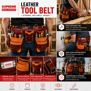 Heavy Duty Leather <b>Tool</b> <b>Belt</b> | Professional Carpenter <b>Tool</b> Pouch | Adjustable Work <b>Belt</b> | Multi Pocket <b>Tool</b> Holder | OEM Availab - Product Image 4
