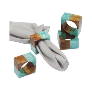 Epoxy Resin Wood Napkin Rings Factory Wholesale <b>Cheap</b> Price Wood Resin Glitter Design Tissue Holder Classic Design - Product Image 5