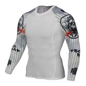 Créez votre propre rashguard de compression MMA BJJ personnalisé avec sublimation, en spandex/polyester, séchage rapide et respirant pour hommes - Product Image 6
