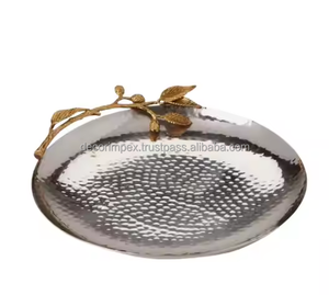 Nouveau plateau de service en aluminium de taille personnalisée plateau de service à fleurs pour le dîner plateau de service d'ustensiles de cuisine - Product Image 3