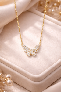 Butterfly Charm Handmade 925 Sterling Silver 18k Gold Plated Dainty Necklace For Her - Anniversary <b>Gift</b> - Product Image 3