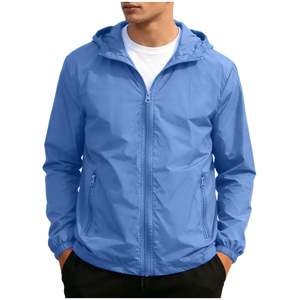 Asymmetric Men Hooded Winter Windproof <b>Jacket</b> Quarter Zip Sport Coat Modern Fit Performance Athletic Active Outerwear Design - Product Image 1