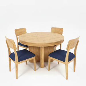 Juego de Mesa de Centro Redonda Moderna con 4 Sillas, Madera de Fresno Maciza y Chapa de MDF, Diseño Duradero y Ligero - Product Image 1