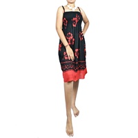Robe courte pour femmes tropicales, imprimé fleurs d'hibiscus, bretelles spaghetti, vêtements d'été, robes de plage