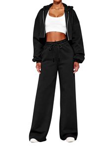 Conjunto de Sudadera y Pantalones Deportivos con Logotipo Personalizado, Conjunto de Suéter de Punto para Otoño e Invierno para Mujer, Ropa Deportiva al por Mayor, Sudadera Corta con Capucha y Pantalones Deportivos - Product Image 1