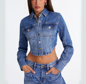 Wholesale New Fashion Multicolor Button Plus Size Women Denim Bomber Jacket Breathable Cotton Filled Thick Nylon <b>Stand</b> Winter - Product Image 5