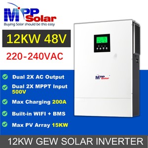 MPP PIP12kw พลังงานแสงอาทิตย์ระบบไฮดรอลิกผสมพลังงานแสงอาทิตย์ AC กับ AC อินเวอร์เตอร์แบบเดี่ยว52A 27A 500VDC คู่ MPPT 99% PURE sine WAVE เครื่องชาร์จแบตเตอรี่ - Product Image 5