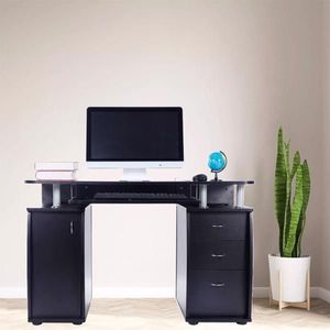 <b>Black</b> 15mm MDF Portable <b>Computer</b> <b>Desk</b> 1pc Door with 3pcs Drawers-a Convenient 'Box' Solution - Product Image 1