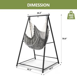 Support de chaise hamac moderne pour extérieur/camping avec chaise suspendue 112x113x180cm en tissu/ toile de coton - Product Image 4