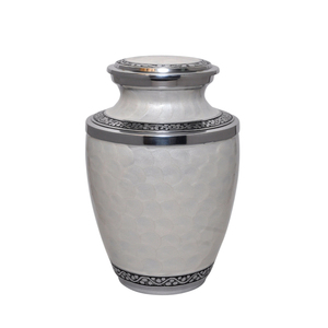 Handcrafted Red Enamel Funeral Memorial <b>Urn</b> With Silver Engraved Nickel Bands <b>Large</b> Adult Brass Cremation <b>Urn</b> For Human Ashes - Product Image 3