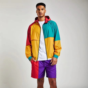 Custom Manufacturer Embroidered Men's Set Zip up Summer Nylon Two Piece <b>Windbreaker</b> Short Set Men Sweat Suit Tracksuits - Product Image 3