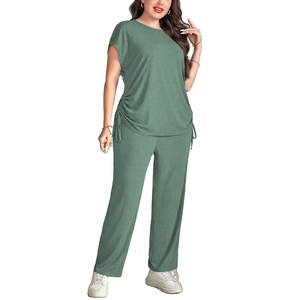 Camiseta de manga corta a la moda de verano para mujer, pantalones cortos a rayas, Conjunto de pijama de cintura elástica para ropa informal para el hogar del proveedor BD - Product Image 3
