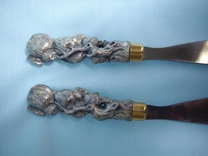 Sheepsfoot Butter <b>Knife</b> <b>Set</b> 4pc Straight Edge Carbon Steel Blade Ornate Handle Kitchen Utensil - Product Image 5