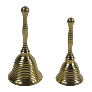 Vintage Brass Bells With Wooden Handle <b>Large</b> Metal Craft Bells Home Decor Christmas Festive <b>Gift</b> Souvenir Painted Design Church - Product Image 5