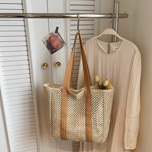 Exquisite Natural yarn <b>bag</b> Woven <b>Tote</b> <b>Bag</b> with Mesh Details Stylish Handmade Shoulder <b>Bag</b> <b>for</b> Women <b>Summer</b> Style - Product Image 4