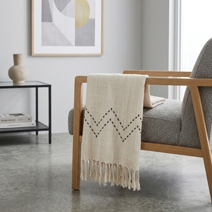 Zigzag Throw <b>White</b> Woven Soft Fabric Solid Long Lightweight Decorative Throw Blanket Home Textile Scarves Shawls <b>Sofa</b> <b>Bed</b> - Product Image 3