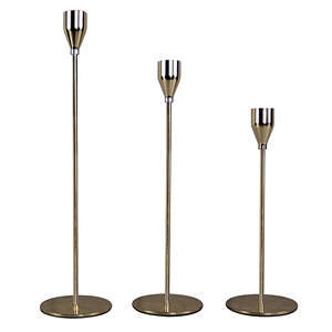Ensemble de bougeoirs coniques en métal doré style nordique, support de bougie pilier vintage en laiton, centre de table pour mariage et décoration intérieure - Product Image 2