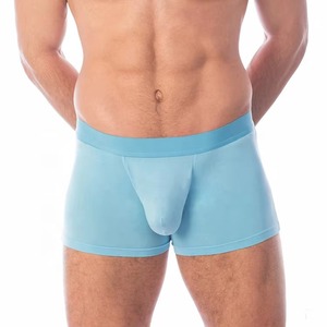 Calzoncillos bóxer para hombre, color azul claro, corte medio, de algodón tejido, transpirables, talla adulta, paquete de cuatro piezas, personalizables OEM - Product Image 1