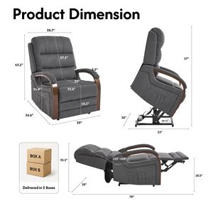 Poltrona Reclinabile Elettrica a Doppio Motore con Funzione Massaggio e Riscaldamento, Rivestimento in Velluto Egiziano per Anziani - Product Image 2