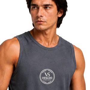 เสื้อกล้ามออกกำลังกายผู้ชายสีเทา แบรนด์ Max Rep ผ้าฝ้าย แขนกุด สำหรับฟิตเนส เพาะกาย ฝึกซ้อม เล่นกีฬา เสริมสร้างกล้ามเนื้อ - Product Image 5