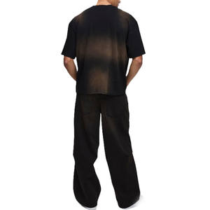 Camiseta de hombre con efecto lavado personalizado, corte regular, algodón, estilo urbano, logotipo bordado, venta al por mayor, OEM, a granel - Product Image 2