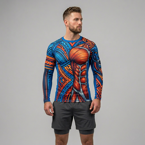 Nouveauté : Rashguard personnalisé pour homme, manches longues, sublimation, imprimé MMA, en vente, fabriqué avec les meilleurs matériaux - Product Image 4