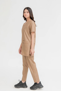 Ensemble de blouses médicales unisexe EVERGLOW noir à col en V en coton et élasthanne, uniformes d'hôpital, pantalons de détection d'aiguilles pour médecins, thermocollés sans coutures - Product Image 6