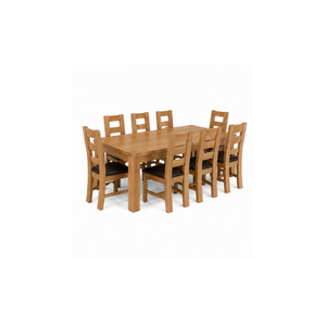 Ensemble de salle à manger ARTERRA en teck artisanal de luxe, table rectangulaire moderne, chaises à dossier haut pour villa, maison, appartement - Product Image 1