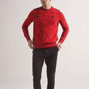 Suéter de Punto para Hombre, Talla Grande, 100% Algodón, Color Sólido - Product Image 1