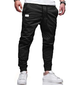 Nouveau pantalon cargo décontracté pour homme en toile légère 100 % coton, taille haute, coupe droite, taille européenne, avec cordon de serrage au bas de jambe - Product Image 4
