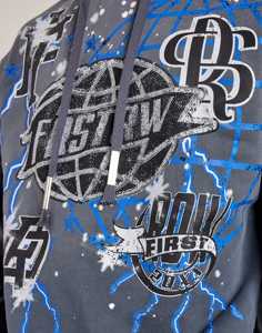 Sweat à capuche ample en strass délavé - Noir délavé |   Sweat-shirts et sweats à capuche pour hommes - Product Image 5