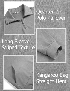 MOQ 50 Half <b>Zip</b> Sweatshirt Men's Quarter <b>Zip</b> <b>up</b> Long Sleeve Casual <b>Polo</b> Sweatshirt Slim Fit Mock Neck Sweaters with Pocket - Product Image 5