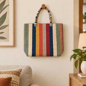 Bolso de Rafia Tejido a Crochet para Mujer, Bolso de Rafia Colorido de Madagascar, Producto Hecho a Mano, Bolso de Playa de Rafia Extra Grande - Product Image 6