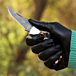Cuchillo Plegable de Damasco Hecho a Mano de Grado Industrial con Funda de Cuero, Cuchillo de Bolsillo OEM de Acero de Damasco con Mango de Madera para Camping y Actividades al Aire Libre - Product Image 5