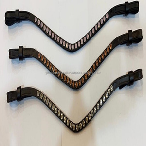 Bracelet de sourcil de cheval en cuir véritable noir ou marron fait à la main pour mariée avec des cristaux multicolores décoratifs - Product Image 4