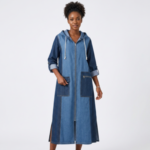 Cotton Floor Length Hood <b>Long</b> Sleeve Flared Hem Loose Fit Women's Casual Abaya Solid Color Breathable All Seasons <b>Eid</b> Party - Product Image 3