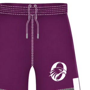 Pantalones Cortos de Rugby Color Borgoña y Blanco, Cintura Elástica con Cordón, Diseño Geométrico, Uniforme de Equipo Personalizado, Ropa Deportiva Transpirable para Entrenamiento - Product Image 4