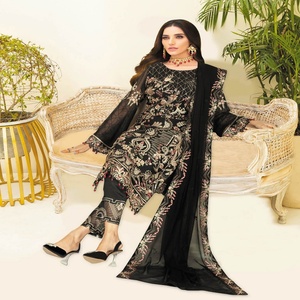 ชุดเดรสชีฟองสำหรับผู้หญิง3ชิ้นชุดคอลเล็คชั่นปากีสถานสำหรับงานปาร์ตี้ผลิตในปากีสถานลดล้างสต๊อก - Product Image 2