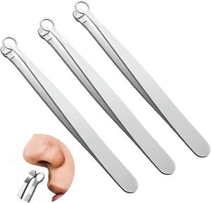 Pince à épiler professionnelle pour poils du nez, en acier inoxydable, pointe fine, droite, réutilisable pour une épilation précise - Product Image 1