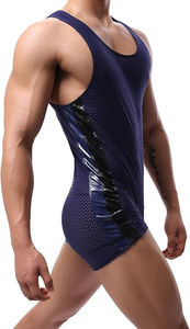 Traje deportivo atlético para hombre, mono ajustado de malla transpirable para lucha libre, capa base activa - Product Image 5